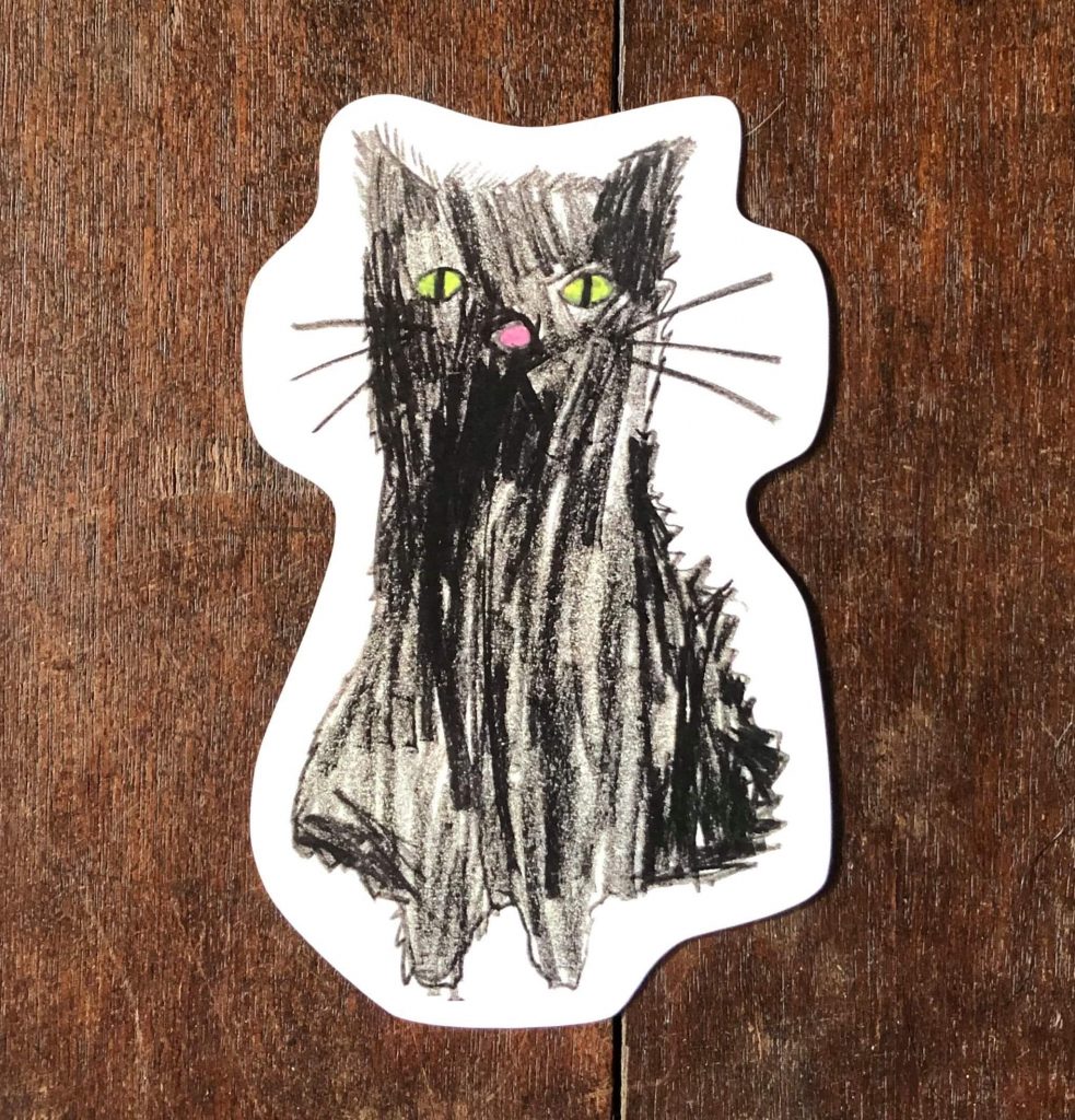 【こどものアート】型抜きハガキ『black cat』